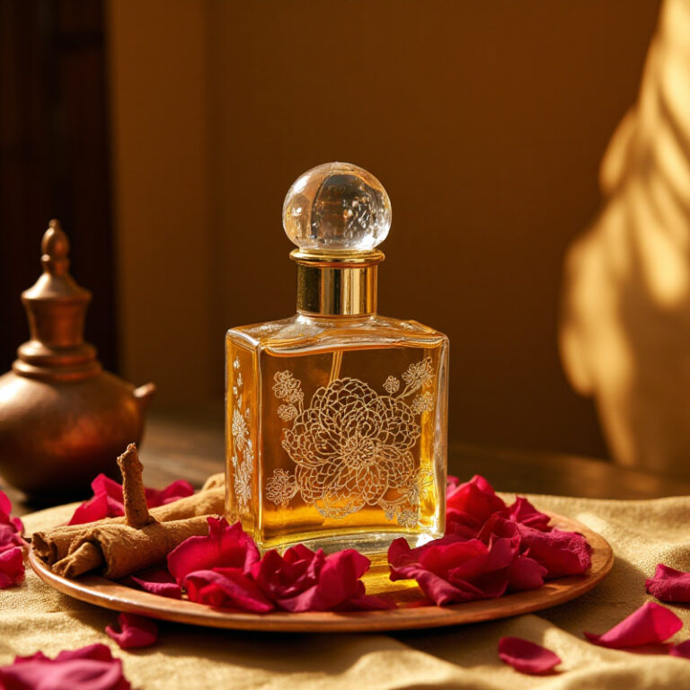 Explore authentic Indian attar and traditional perfume oils – natural, alcohol-free, and deeply rooted in heritage with notes of rose, sandalwood, and exotic resins.