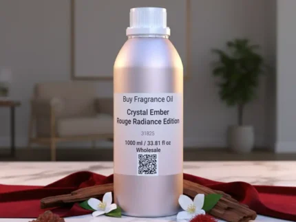 Crystal Ember Rouge Radiance Edition unisex perfume oil – luxury amber floral fragrance with saffron, jasmine, and amberwood in a radiant minimalist design