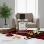 Crystal Ember Rouge Radiance Edition unisex perfume oil – luxury amber floral fragrance with saffron, jasmine, and amberwood in a radiant minimalist design