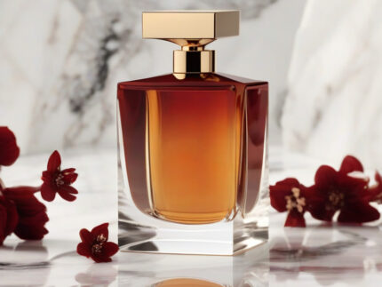 Crystal Ember Rouge Radiance Edition unisex perfume oil – luxury amber floral fragrance with saffron, jasmine, and amberwood in a radiant minimalist design