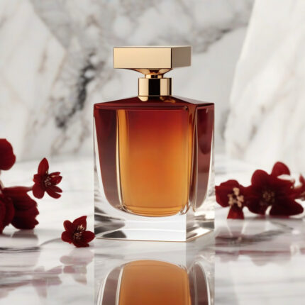 Crystal Ember Rouge Radiance Edition unisex perfume oil – luxury amber floral fragrance with saffron, jasmine, and amberwood in a radiant minimalist design