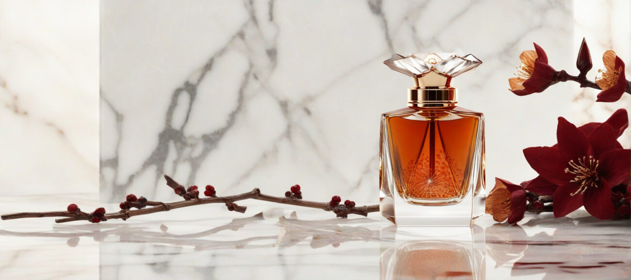 Crystal Ember Rouge Radiance Edition unisex perfume oil – luxury amber floral fragrance with saffron, jasmine, and amberwood in a radiant minimalist design