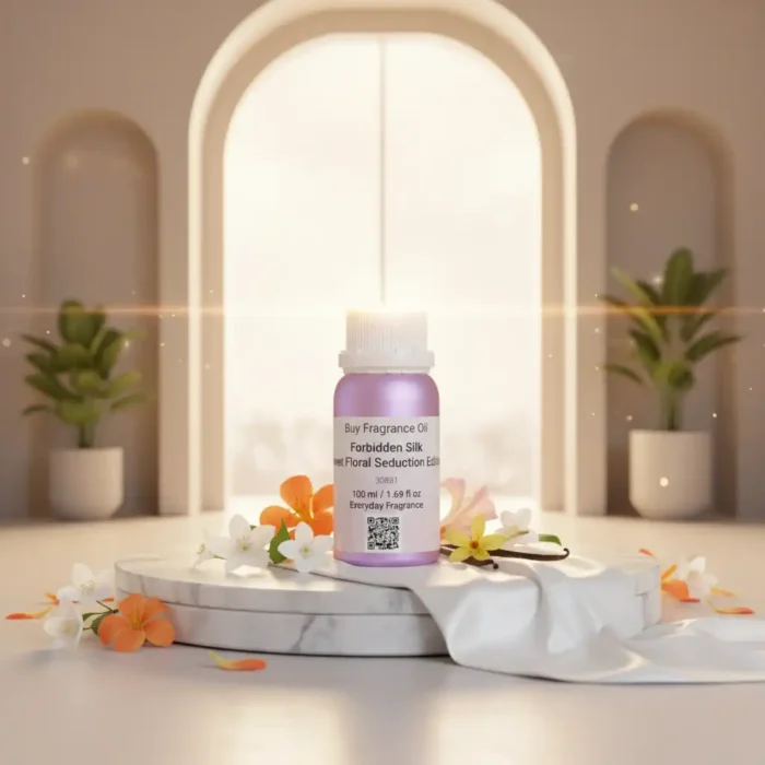 Forbidden Silk Sweet Floral Seduction Edition women’s perfume oil – white floral gourmand fragrance with jasmine, tuberose, and vanilla in a luxury minimalist bottle design