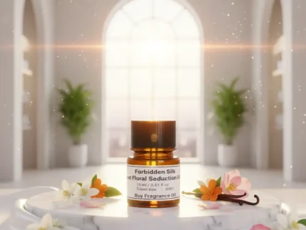Forbidden Silk Sweet Floral Seduction Edition women’s perfume oil – white floral gourmand fragrance with jasmine, tuberose, and vanilla in a luxury minimalist bottle design
