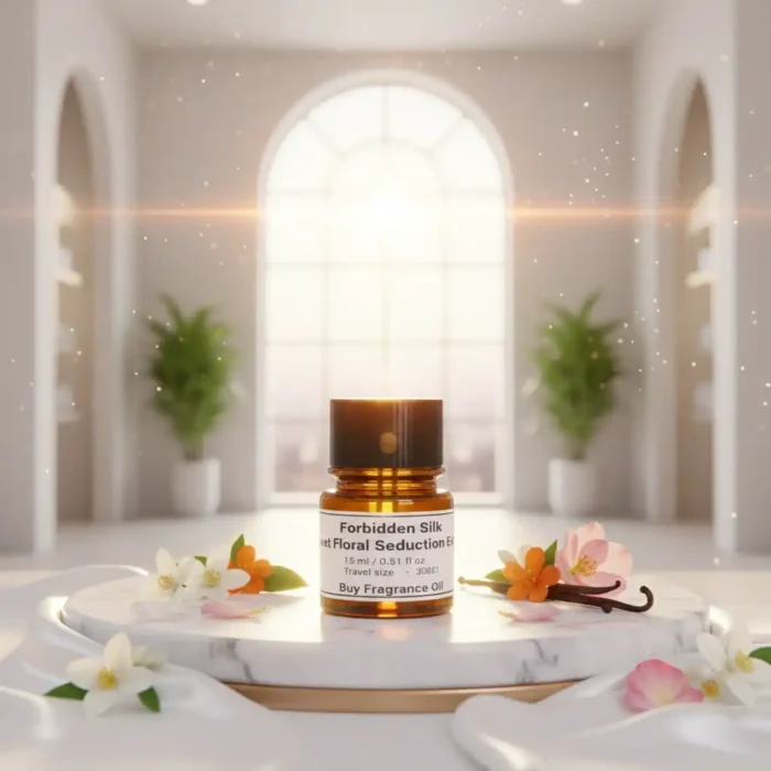 Forbidden Silk Sweet Floral Seduction Edition women’s perfume oil – white floral gourmand fragrance with jasmine, tuberose, and vanilla in a luxury minimalist bottle design