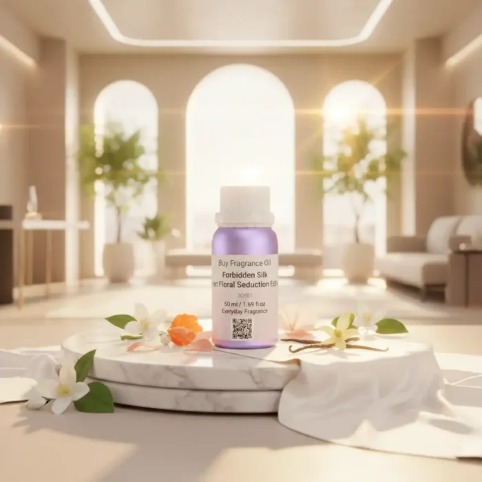 Forbidden Silk Sweet Floral Seduction Edition women’s perfume oil – white floral gourmand fragrance with jasmine, tuberose, and vanilla in a luxury minimalist bottle design