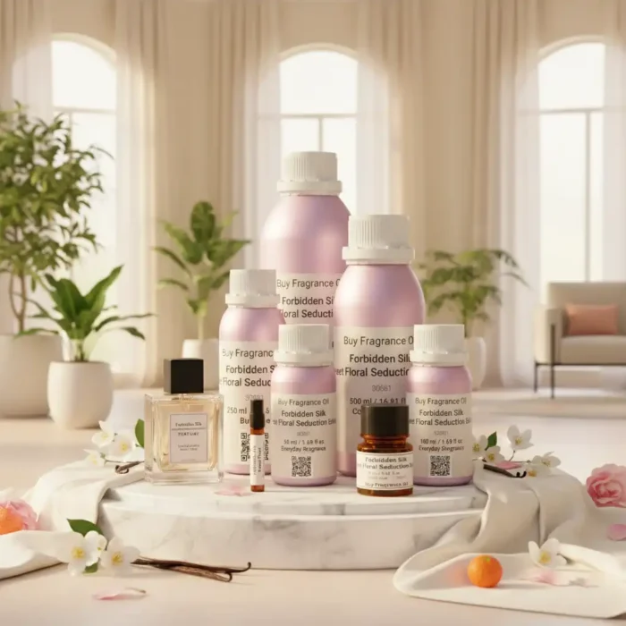 Forbidden Silk Sweet Floral Seduction Edition women’s perfume oil – white floral gourmand fragrance with jasmine, tuberose, and vanilla in a luxury minimalist bottle design