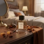 Golden Radiance women’s perfume oil – sweet vanilla amber gourmand fragrance with cocoa, caramel, and sandalwood in a luxury minimalist design