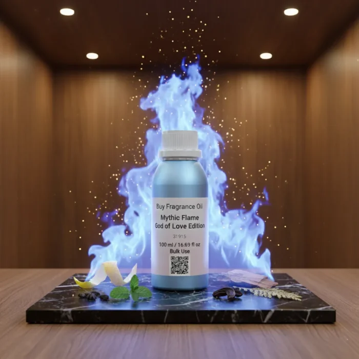 Mythic Flame God of Love Edition men’s perfume oil – bold seductive fragrance with citrus, tonka bean, and woody notes in a luxury minimalist bottle design