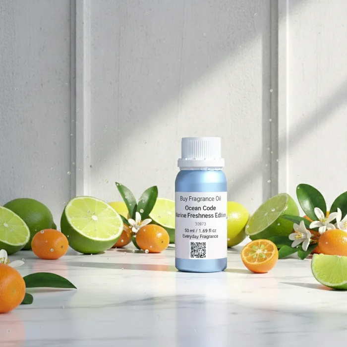 Ocean Code Marine Freshness Edition men’s perfume oil – aquatic citrus fragrance with sea breeze freshness and woody depth in a luxury minimalist bottle design