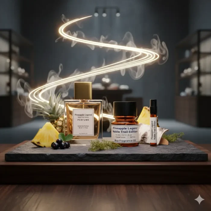 Pineapple Legend Noble Trail Edition men’s perfume oil – fruity smoky fragrance with pineapple, birch, and oakmoss in a luxury minimalist design