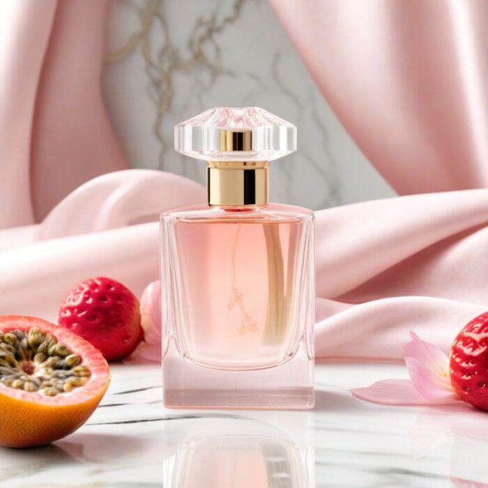 Pink Aura Bombshell Spark Edition women’s perfume oil – fruity floral fragrance with passionfruit, peony, and musk in a luxury minimalist design