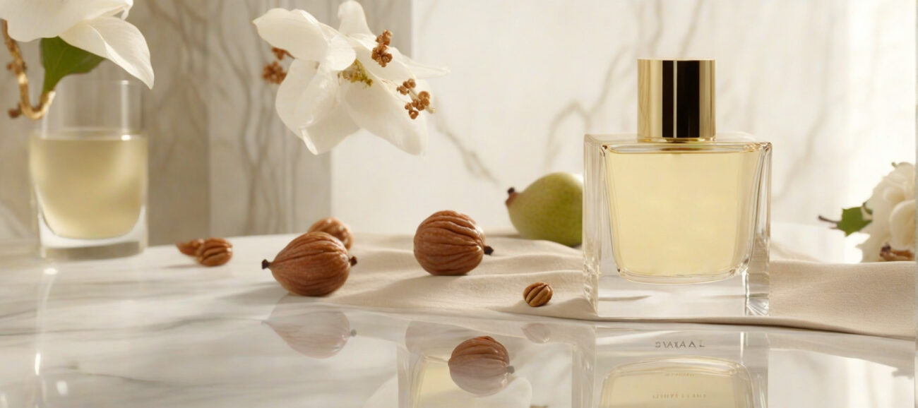 Radiant Soul Belle Aura Edition women’s perfume oil – sweet floral gourmand fragrance with vanilla and praline, luxury minimalist bottle design