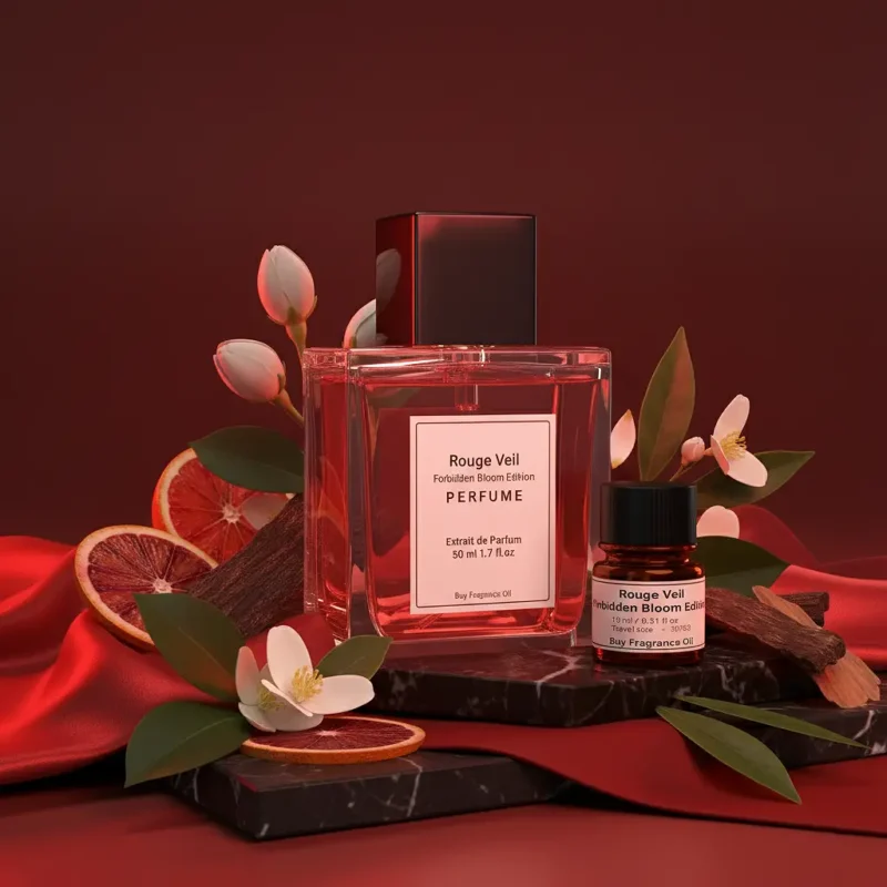 Rouge Veil Forbidden Flower Edition women’s perfume oil – seductive floral spicy fragrance with jasmine, tuberose, and patchouli in a luxury minimalist design