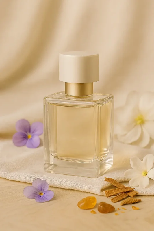 Sheer Grace Bare Skin Essence women’s perfume oil – soft minimalist fragrance with musk, white florals, sandalwood and amber in a luxury eco-conscious design