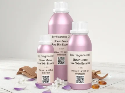 Sheer Grace Bare Skin Essence women’s perfume oil – soft minimalist fragrance with musk, white florals, sandalwood and amber in a luxury eco-conscious design