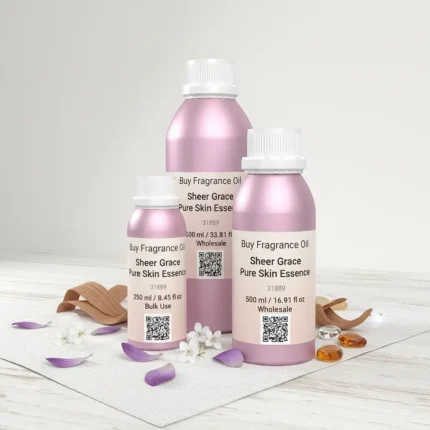 Sheer Grace Bare Skin Essence women’s perfume oil – soft minimalist fragrance with musk, white florals, sandalwood and amber in a luxury eco-conscious design