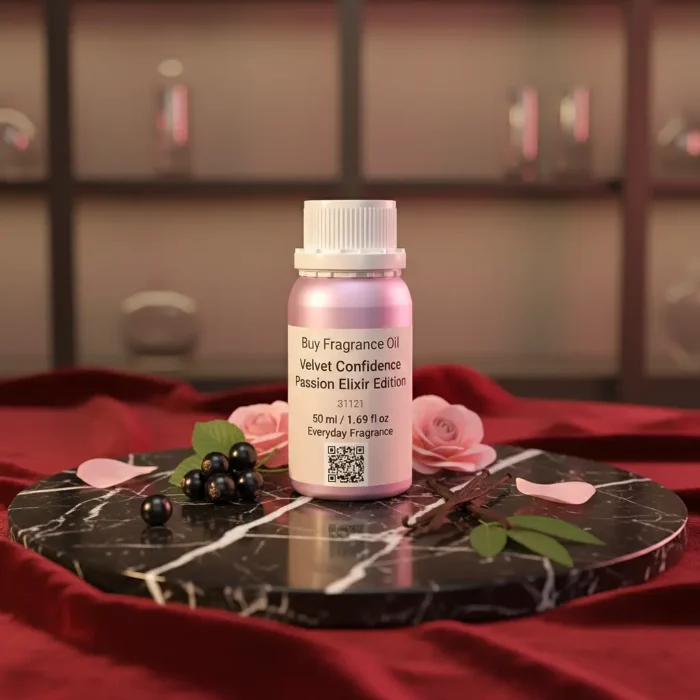 Velvet Confidence Passion Elixir Edition women’s perfume oil – sweet chypre fragrance with blackcurrant, rose, and vanilla in a luxury minimalist design