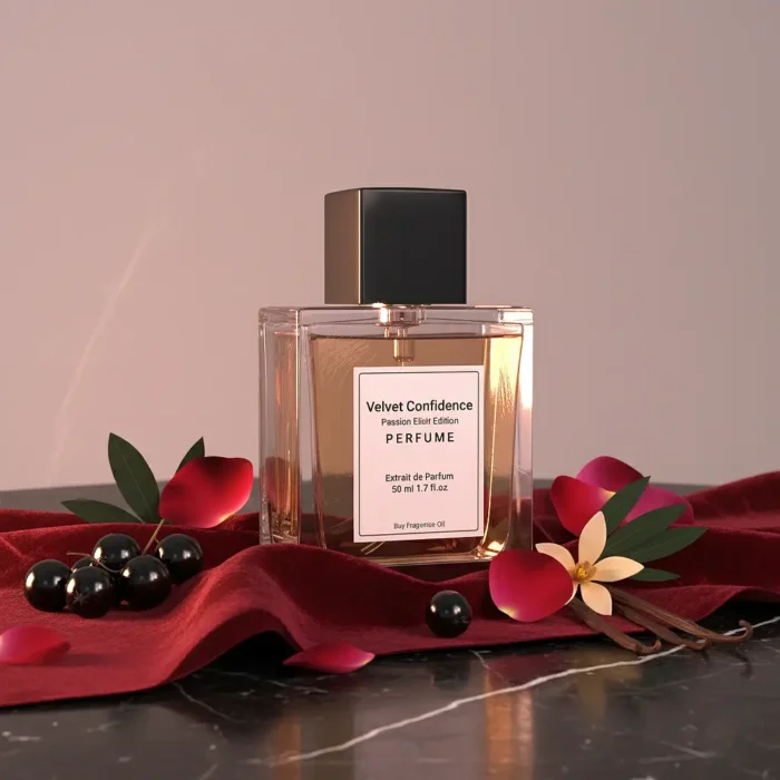 Velvet Confidence Passion Elixir Edition women’s perfume oil – sweet chypre fragrance with blackcurrant, rose, and vanilla in a luxury minimalist design