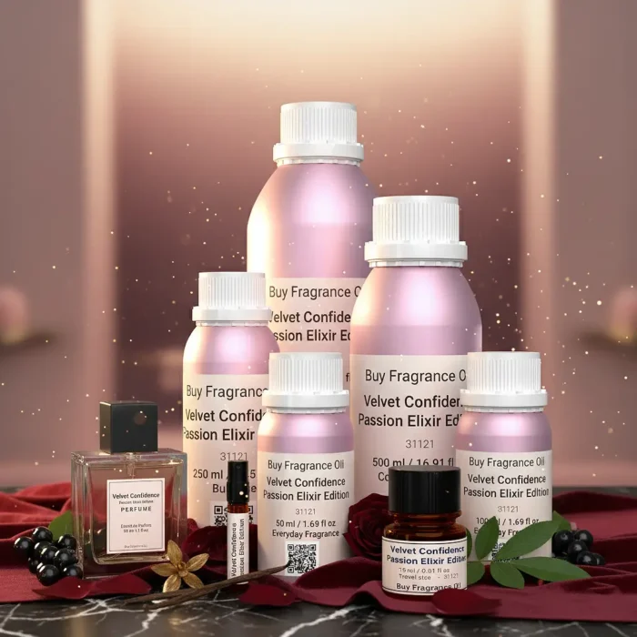 Velvet Confidence Passion Elixir Edition women’s perfume oil – sweet chypre fragrance with blackcurrant, rose, and vanilla in a luxury minimalist design