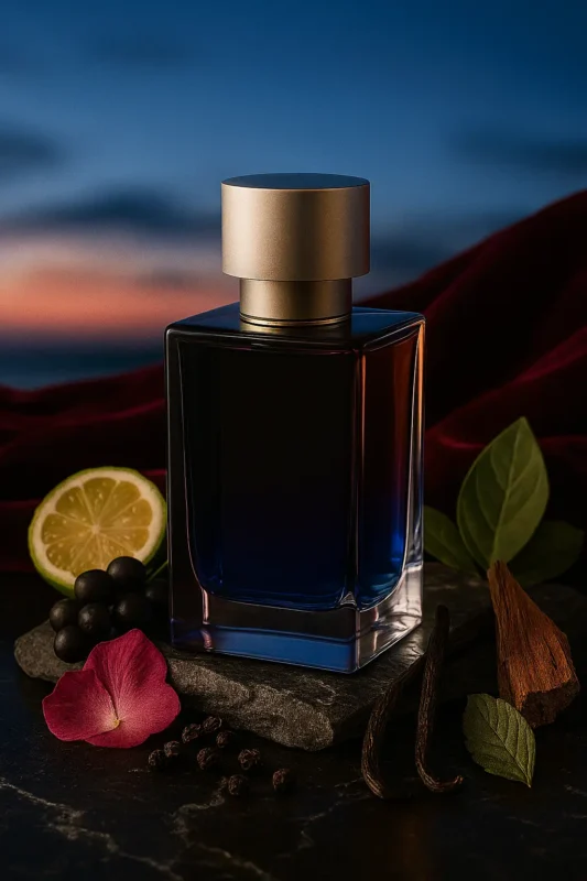 Wild Blue Untamed Spirit Edition men’s perfume oil – fresh spicy woody fragrance with bergamot, pepper, and cedarwood in a luxury minimalist design