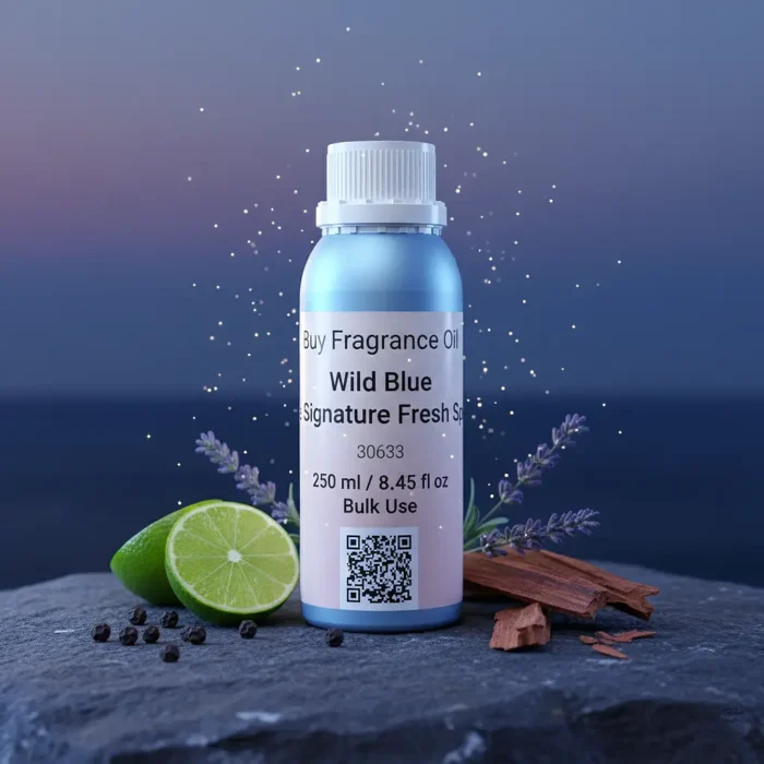 Wild Blue Untamed Spirit Edition men’s perfume oil – fresh spicy woody fragrance with bergamot, pepper, and cedarwood in a luxury minimalist design