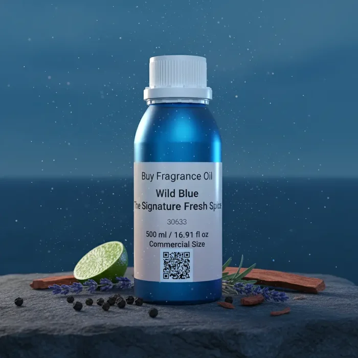 Wild Blue Untamed Spirit Edition men’s perfume oil – fresh spicy woody fragrance with bergamot, pepper, and cedarwood in a luxury minimalist design