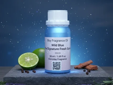 Wild Blue Untamed Spirit Edition men’s perfume oil – fresh spicy woody fragrance with bergamot, pepper, and cedarwood in a luxury minimalist design