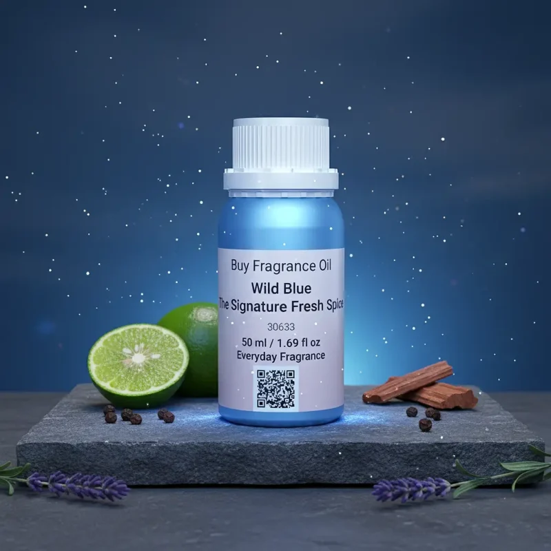 Wild Blue Untamed Spirit Edition men’s perfume oil – fresh spicy woody fragrance with bergamot, pepper, and cedarwood in a luxury minimalist design