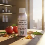 Amber Veil Radiant Glow Edition – luxury unisex amber woody oriental perfume oil inspired by Ajmal Amber Wood, with apple, cardamom, amber, cedarwood, and patchouli in a radiant minimalist design.