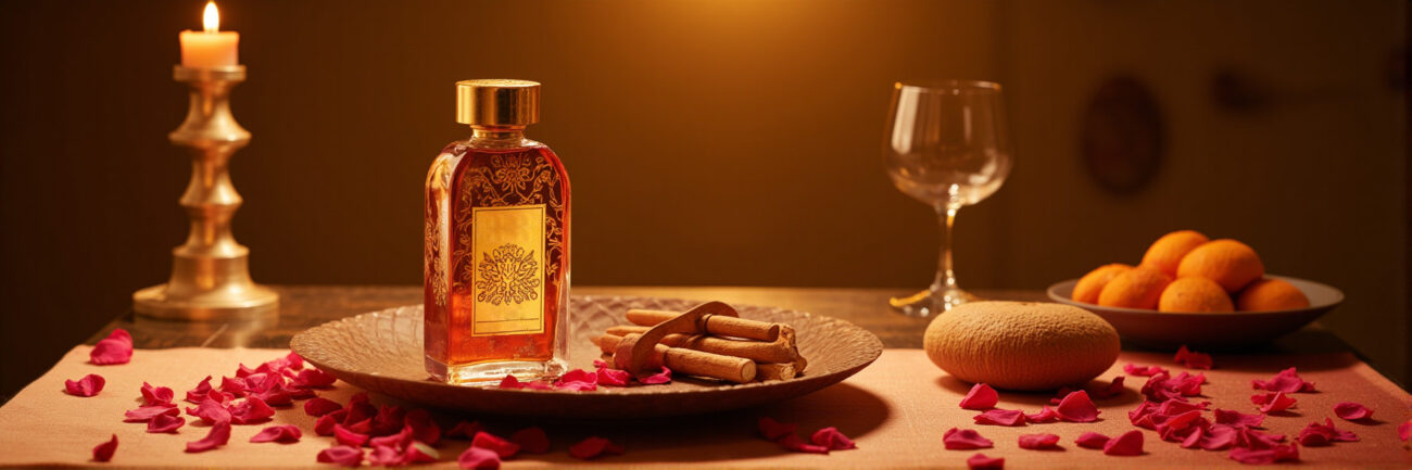 Explore authentic Indian attar and traditional perfume oils – natural, alcohol-free, and deeply rooted in heritage with notes of rose, sandalwood, and exotic resins.