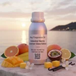 Celestial Nectar Summer Glow Edition – luxury unisex fruity musk perfume oil inspired by Erba Pura, with Mediterranean citrus, exotic fruits, jasmine, amber, and vanilla in a radiant summer design.