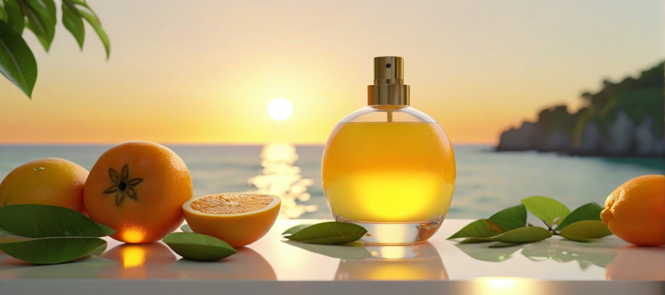 Celestial Nectar Summer Glow Edition – luxury unisex fruity musk perfume oil inspired by Erba Pura, with Mediterranean citrus, exotic fruits, jasmine, amber, and vanilla in a radiant summer design.