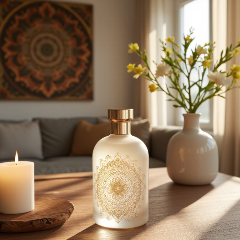 Luxury home fragrance and spray – long-lasting room and linen scents in eco-conscious minimalist glass design.