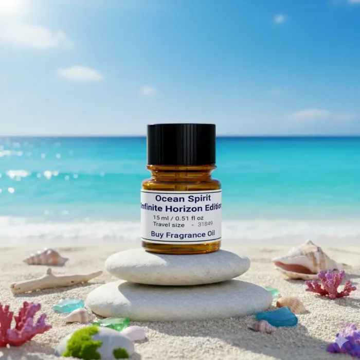 Ocean Spirit Infinite Horizon Edition – luxury unisex citrus aquatic perfume oil inspired by L’Immensité, with grapefruit, bergamot, ginger, sage, and marine accords in a fresh minimalist design.