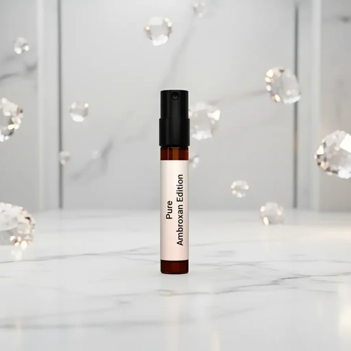 Pure Ambroxan Edition unisex perfume oil – inspired by Molecule 02, minimalist amber woody fragrance with crystalline freshness, long-lasting alcohol-free perfume oil.