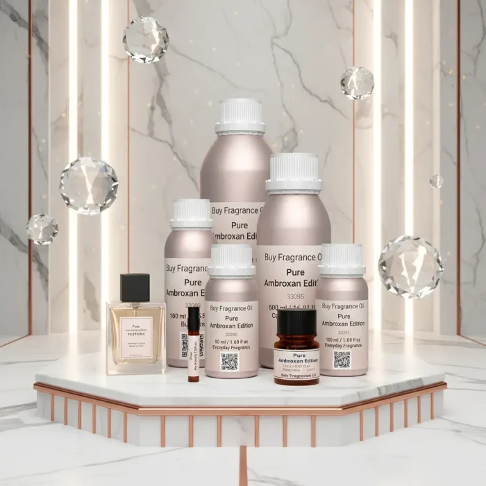 Pure Ambroxan Edition unisex perfume oil – inspired by Molecule 02, minimalist amber woody fragrance with crystalline freshness, long-lasting alcohol-free perfume oil.