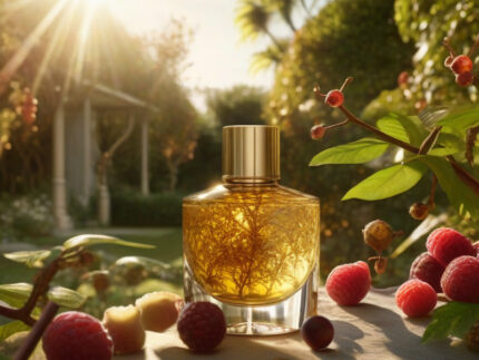 Velvet Elixir Sunlit Harmony Edition unisex perfume oil – fruity woody musk fragrance with passionfruit, pear, and sandalwood in a radiant eco-luxury design
