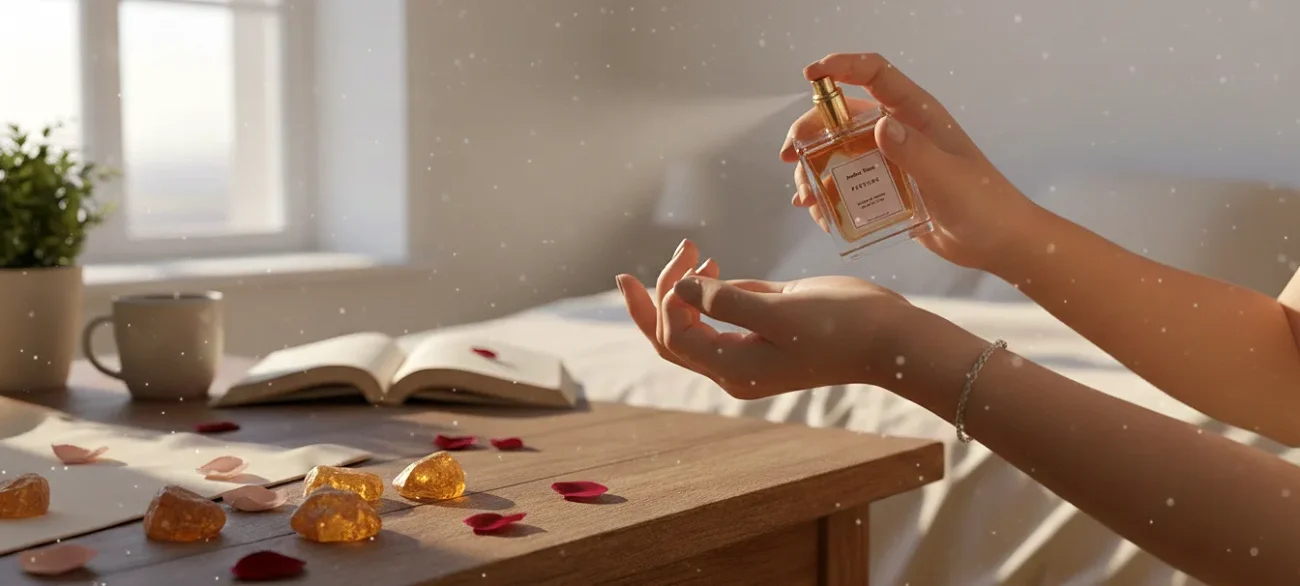 Amber Rose Perfume Oil – amber and rose fragrance for men and women inspired by Dior Ambre Nuit, elegant unisex scent with warm floral notes.