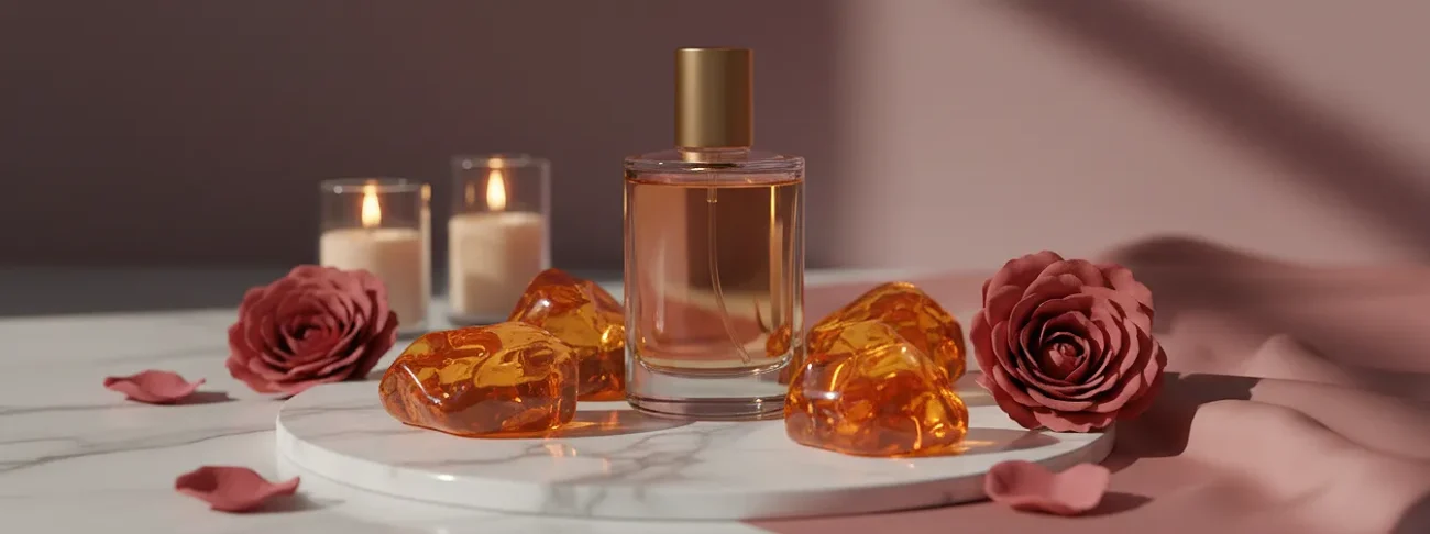 Amber Rose Perfume Oil – amber and rose fragrance for men and women inspired by Dior Ambre Nuit, elegant unisex scent with warm floral notes.