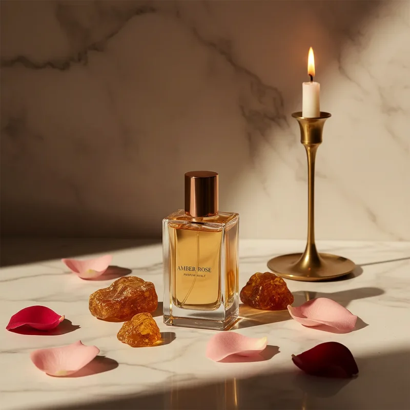 Amber Rose Perfume Oil – amber and rose fragrance for men and women inspired by Dior Ambre Nuit, elegant unisex scent with warm floral notes.