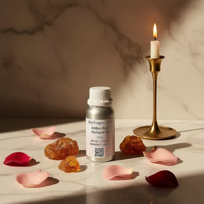 Amber Rose Perfume Oil – amber and rose fragrance for men and women inspired by Dior Ambre Nuit, elegant unisex scent with warm floral notes.