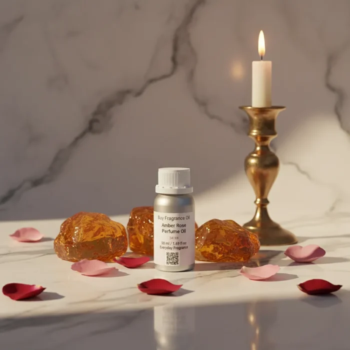 Amber Rose Perfume Oil – amber and rose fragrance for men and women inspired by Dior Ambre Nuit, elegant unisex scent with warm floral notes.