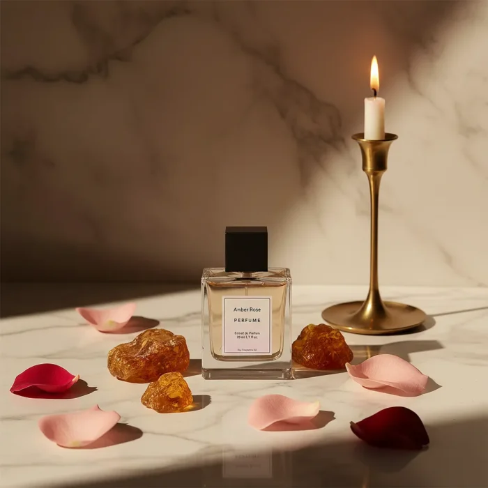 Amber Rose Perfume Oil – amber and rose fragrance for men and women inspired by Dior Ambre Nuit, elegant unisex scent with warm floral notes.