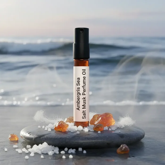 Dive into the oceanic purity of Ambergris Sea Salt Musk Perfume Oil, a luxurious unisex fragrance inspired by Orto Parisi Megamare (for reference only). Crisp sea salt and ambergris meet white musk and mineral notes, creating a scent that is both fresh and timeless. Alcohol-free and long-lasting.