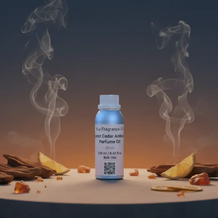 Bergamot Cedar Amberwood Perfume Oil – masculine woody citrus fragrance with amber and cedar, luxury alcohol-free perfume oil inspired by Bleu de Chanel