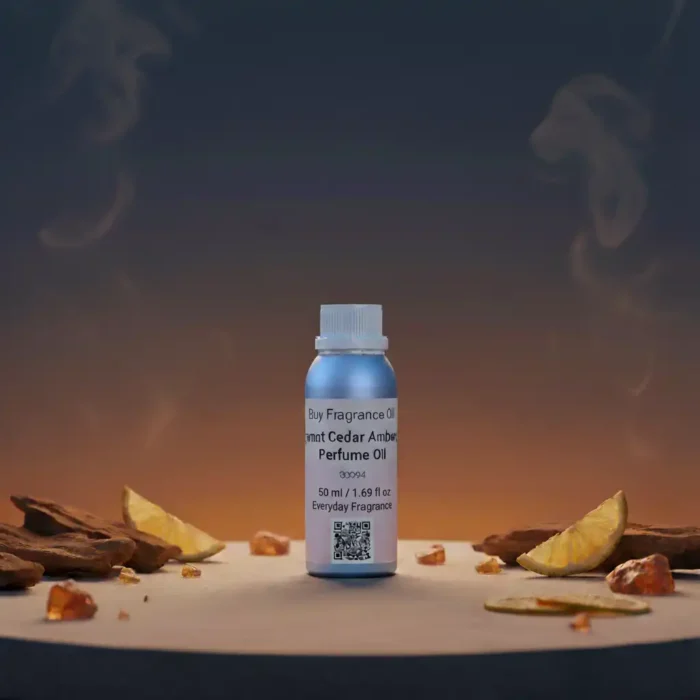 Bergamot Cedar Amberwood Perfume Oil – masculine woody citrus fragrance with amber and cedar, luxury alcohol-free perfume oil inspired by Bleu de Chanel