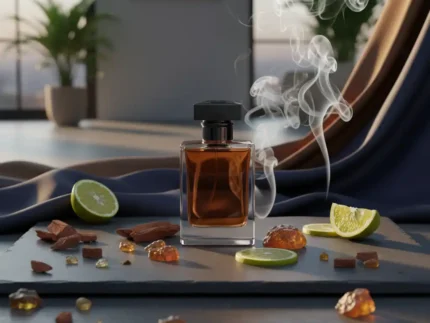 Bergamot Cedar Amberwood Perfume Oil – masculine woody citrus fragrance with amber and cedar, luxury alcohol-free perfume oil inspired by Bleu de Chanel