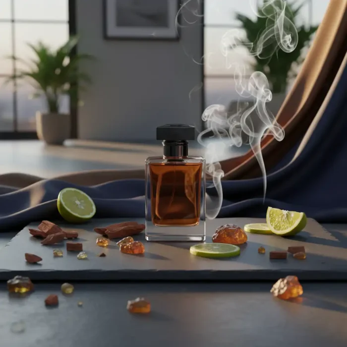 Bergamot Cedar Amberwood Perfume Oil – masculine woody citrus fragrance with amber and cedar, luxury alcohol-free perfume oil inspired by Bleu de Chanel