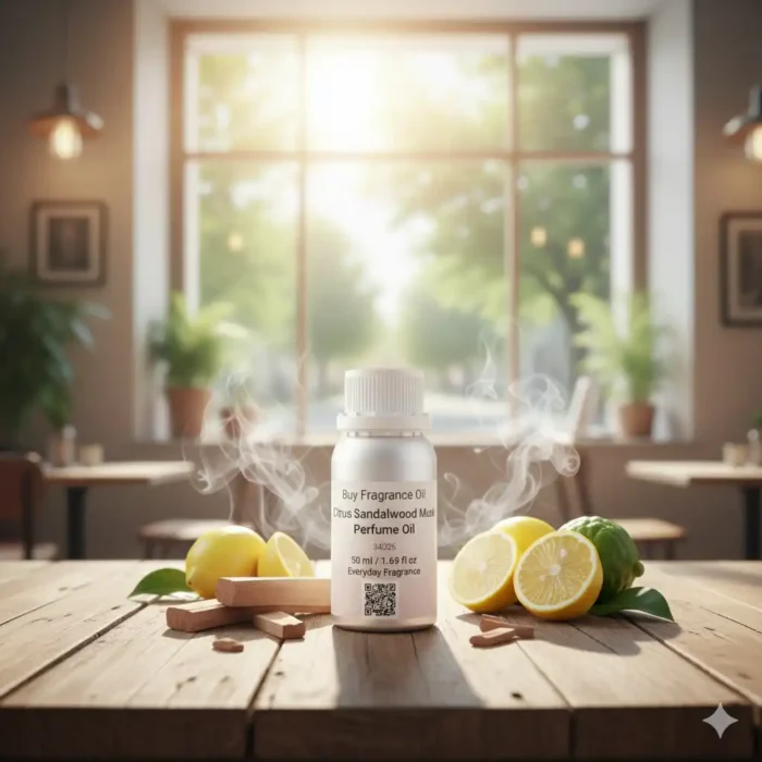 Discover Citrus Sandalwood Musk Perfume Oil — a refreshing unisex fragrance inspired by Burberry Weekend. Blending zesty citrus, creamy sandalwood, and soft musk for effortless sophistication and calm weekend freshness.